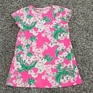 Lilly Pulitzer Short Sleeve Crew Neck Colorful Floral Shirt Dress Girl's Size S